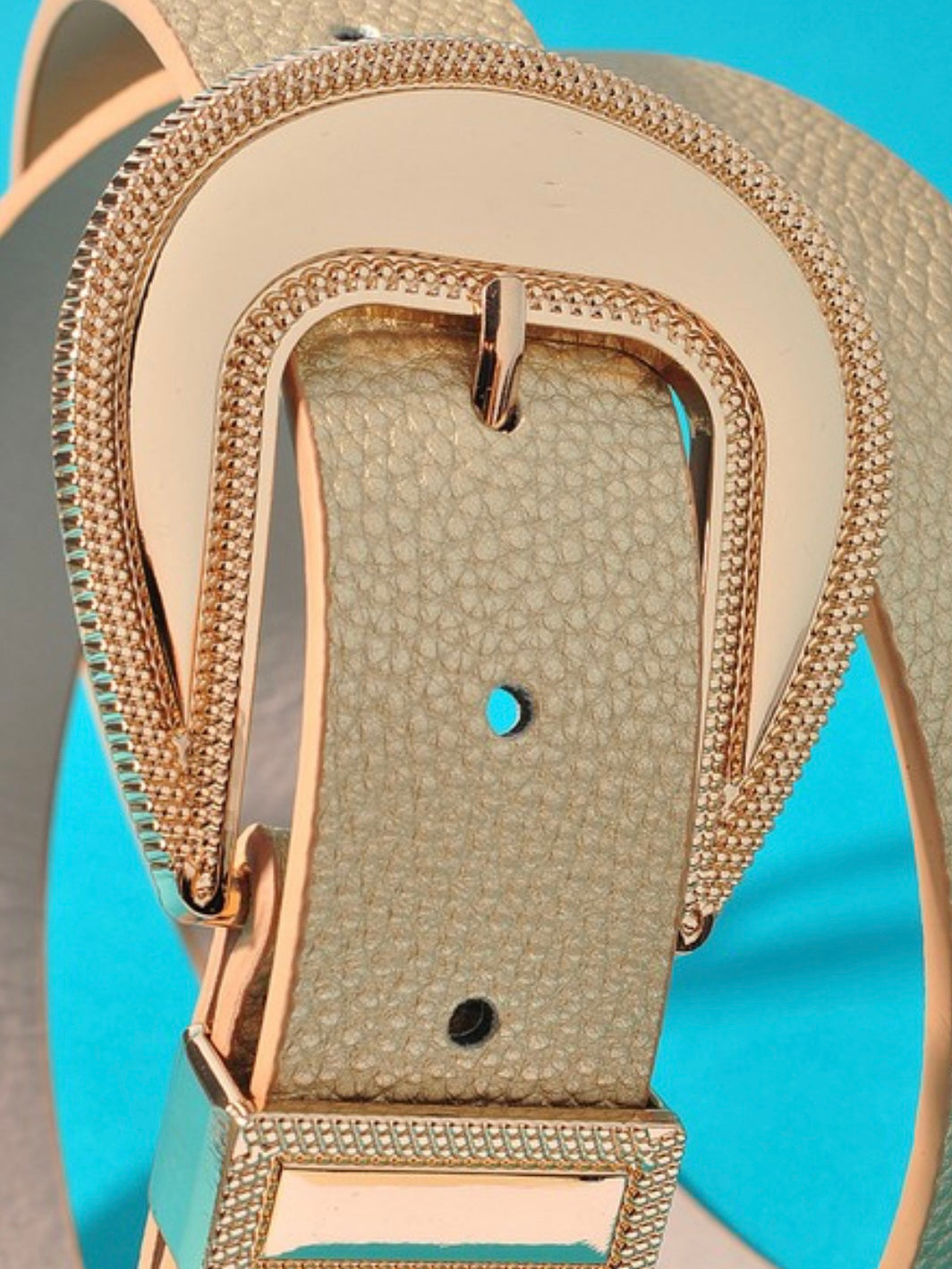 Textured Metallic Western Buckle Belt