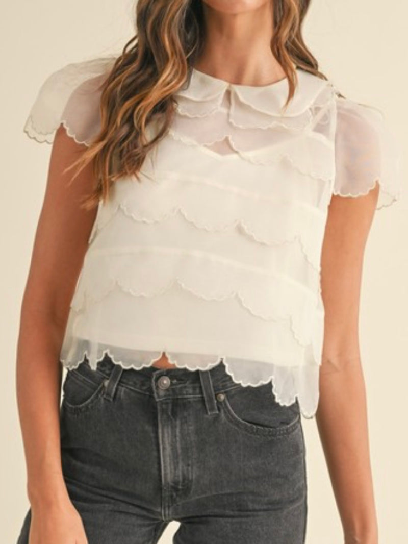 Beautiful Scallop Organza Blouse