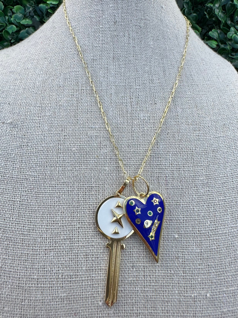 Heart Key Enamel Necklace