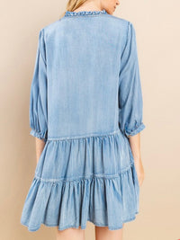 Light Tencel Tiered Denim Short Dress