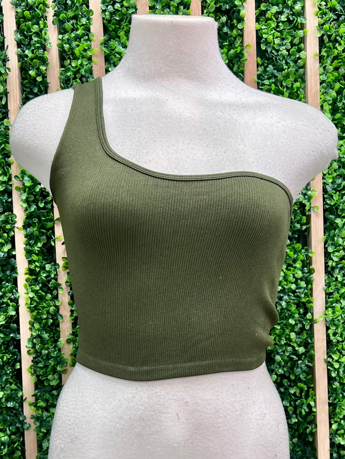 One Shoulder Crop Top Basic