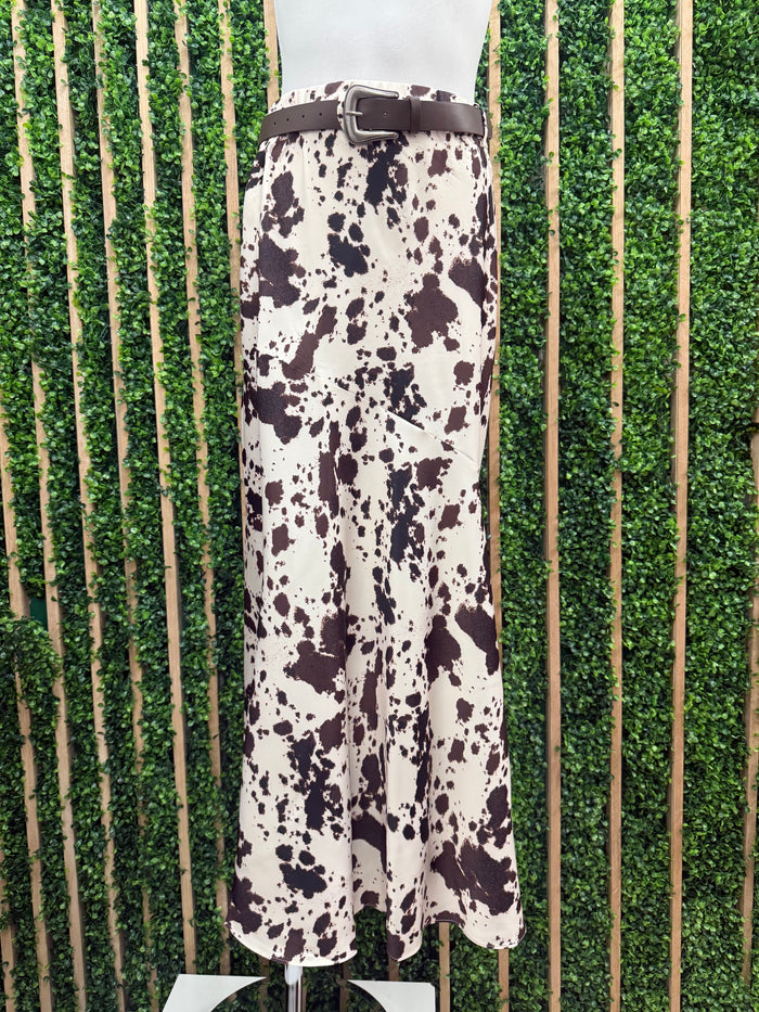 Cow Print Maxi Skirt