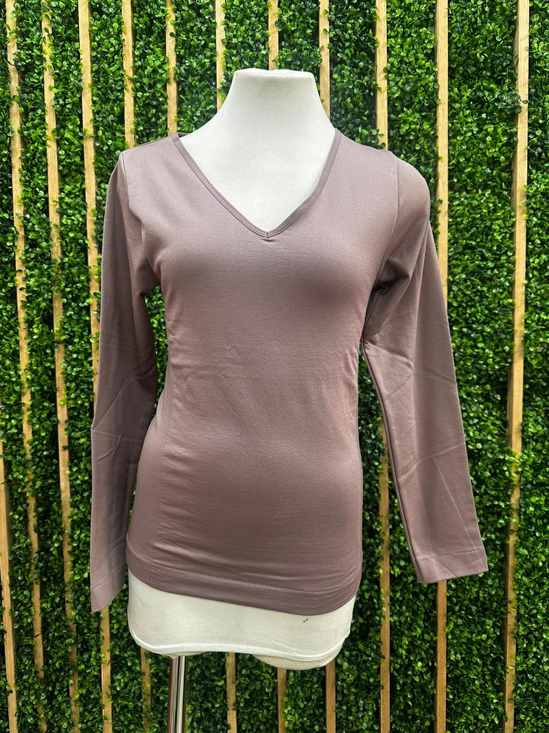 Seamless Fleece Lined V Neck Long Sleeve Top