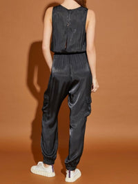 V Neck Black Jogger Jumpsuit