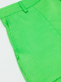 Green Textured Satin Jogger Pants