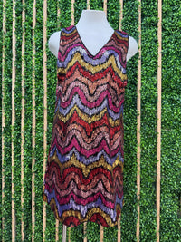 Multi Sequin Chevron V Neck Short Dress