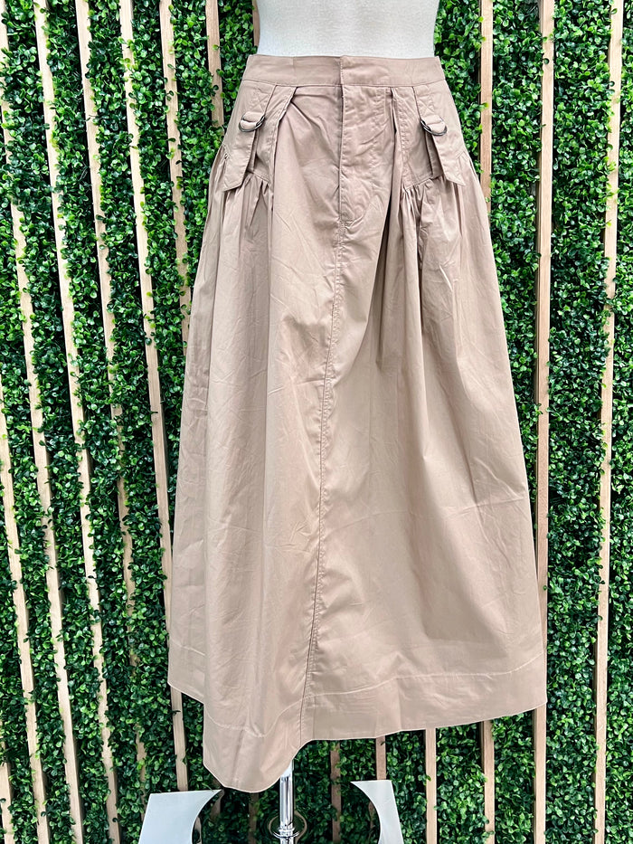 Cinched Waist Midi Skirt