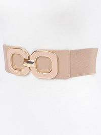Round Squares Metal Buckle Elastic Belt