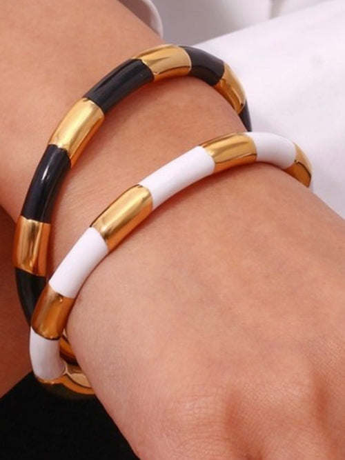 Enamel Striped Open Bracelet