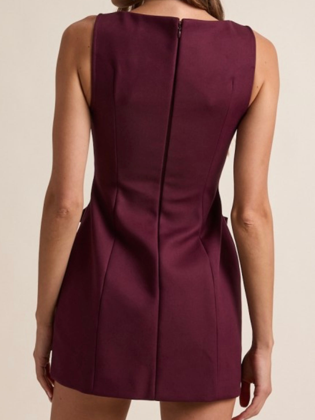 Beautiful Chocolate High Neck Pocket Detail Fitted Skort Dress