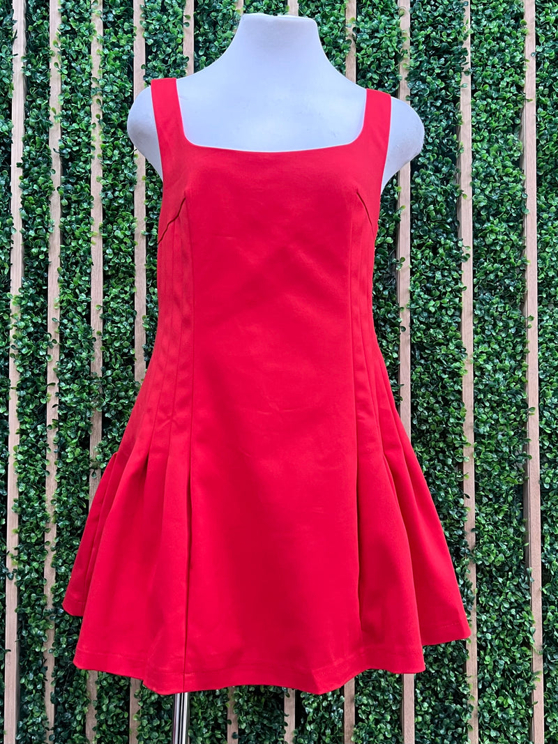 Red Fitted A Line Dress
