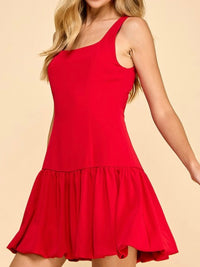 Bubble Skirt Fitted Square Neck Short Dress