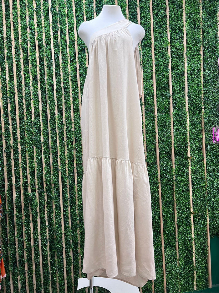 Vanilla One Shoulder Tiered Maxi Dress