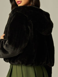 Black Faux Fur Hooded Jacket