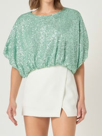 Sequin Crop Bubble Top