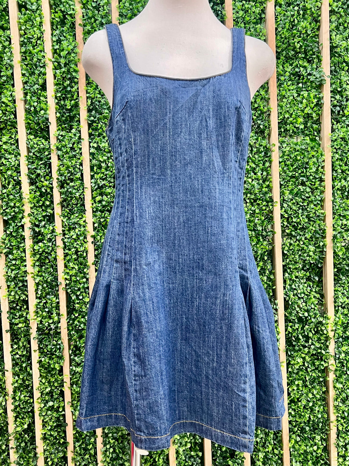 Dark Denim Fitted A Line Dress