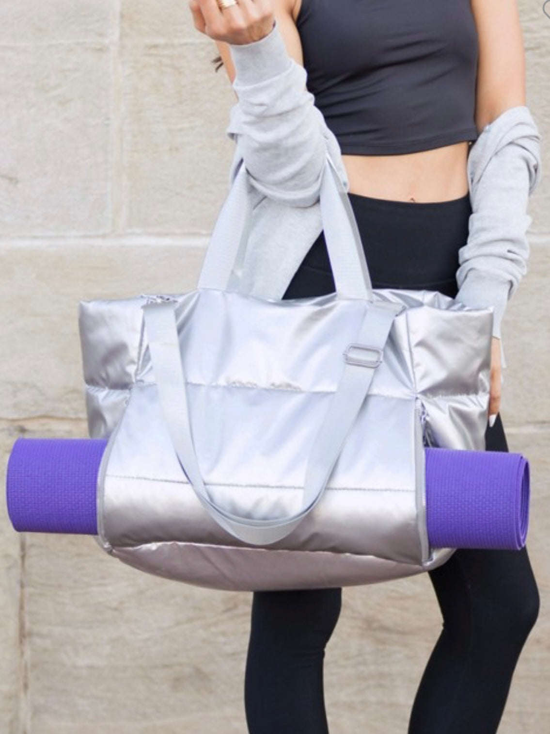 Metallic Puffer Tote