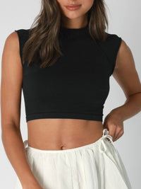 Exposed Seam Cap Sleeve Crop Top