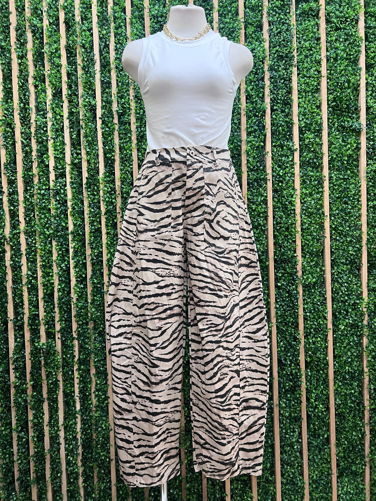 Statement Print Barrel Pants up