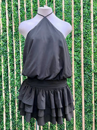 Tiered Halter Chiffon Romper