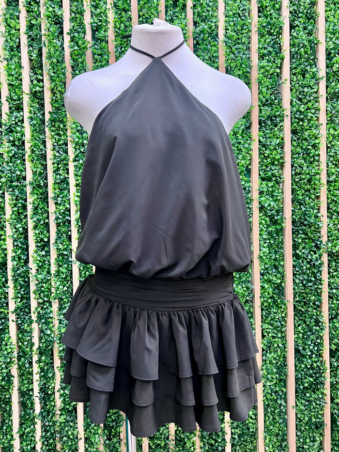 Tiered Halter Chiffon Romper