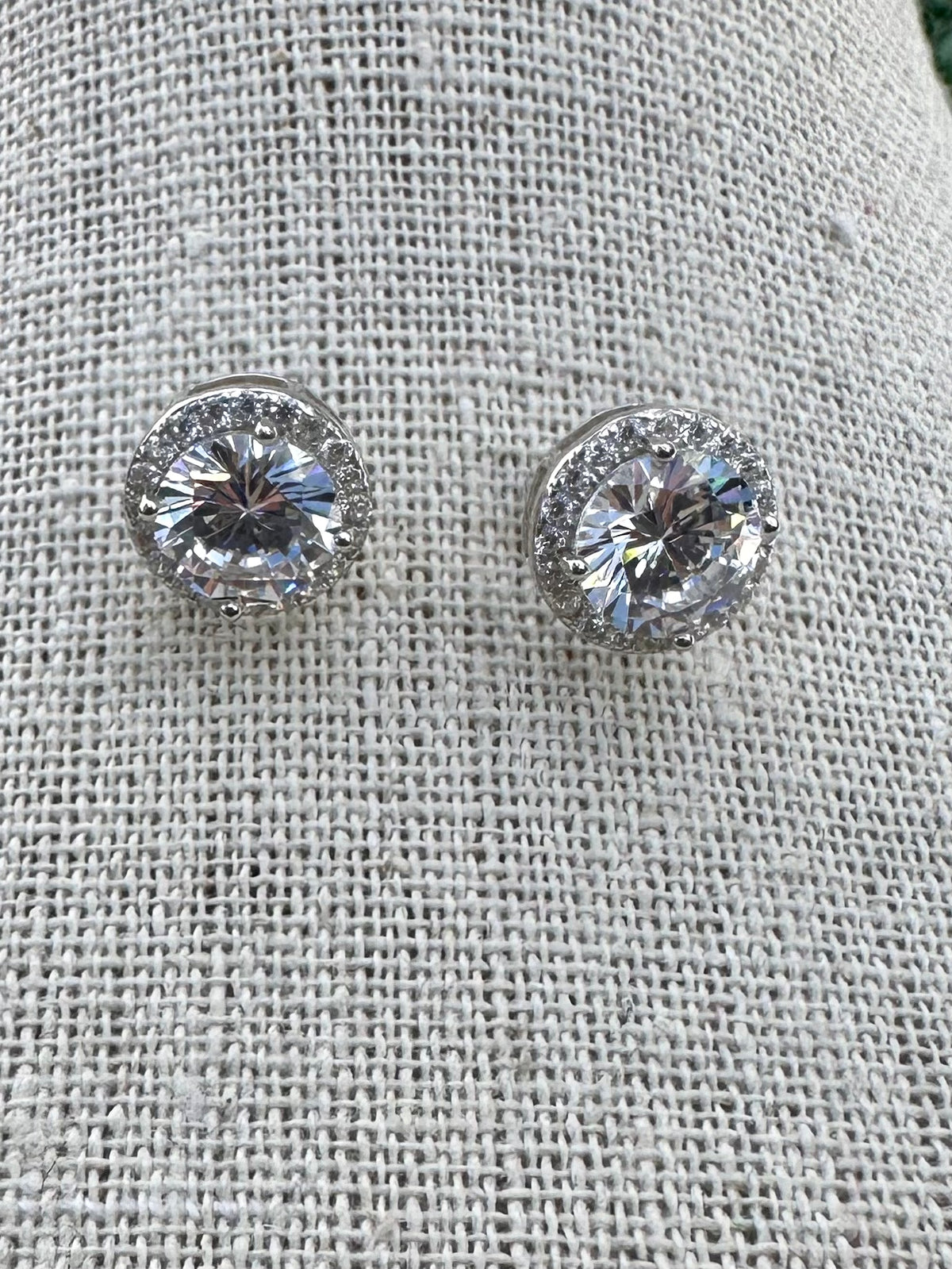 Round Stone Stud Earring