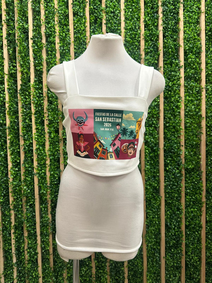 Fiestas Calle San Sebastian Graphic Crop Top