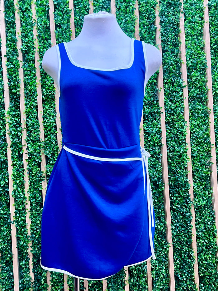 Contrast Trim Wrap Mini Skort Dress