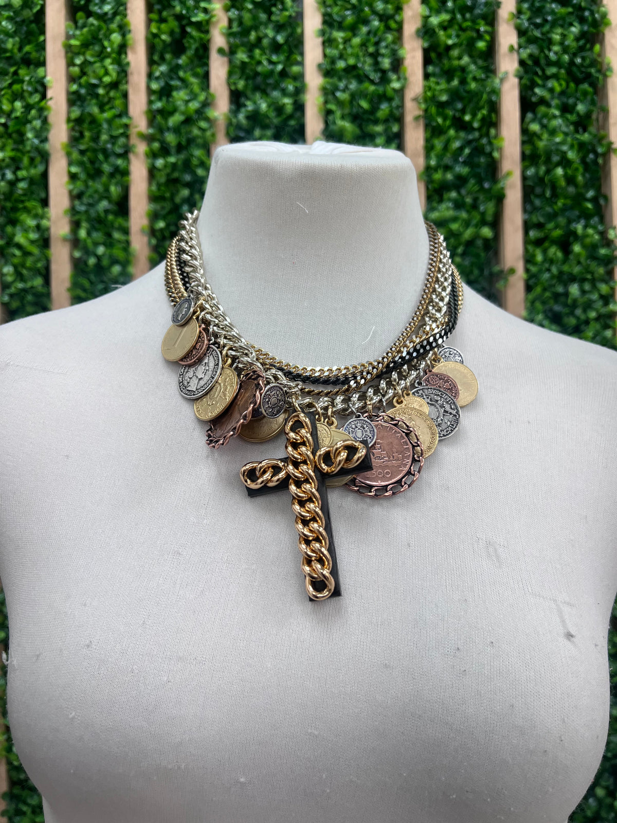 BE Multichain Cross Coin Necklace