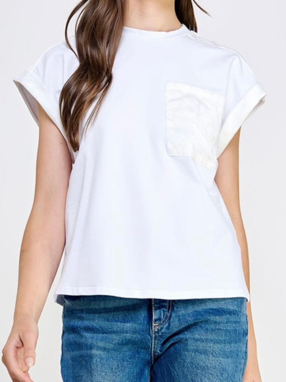 Cuffed sleeve Pocket Detail Top
