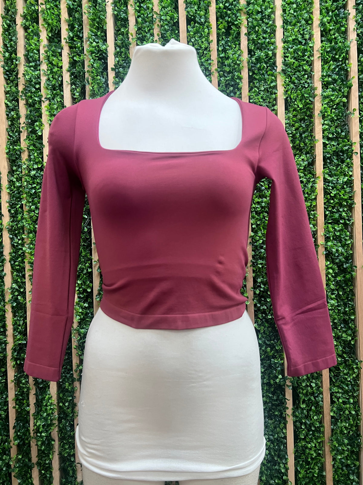 Square Neck Long Sleeve Basic Top