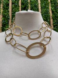 SS Oval Circle Long Necklace
