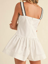 Stitch Trim Square Neck Drop Waist Romper