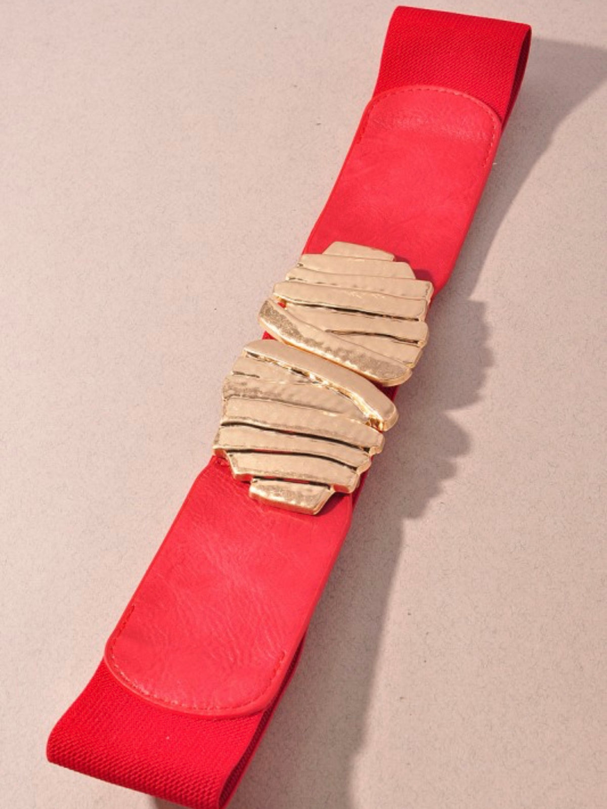 Hammered Metal Buckle Stretch Belt