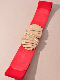 Hammered Metal Buckle Stretch Belt