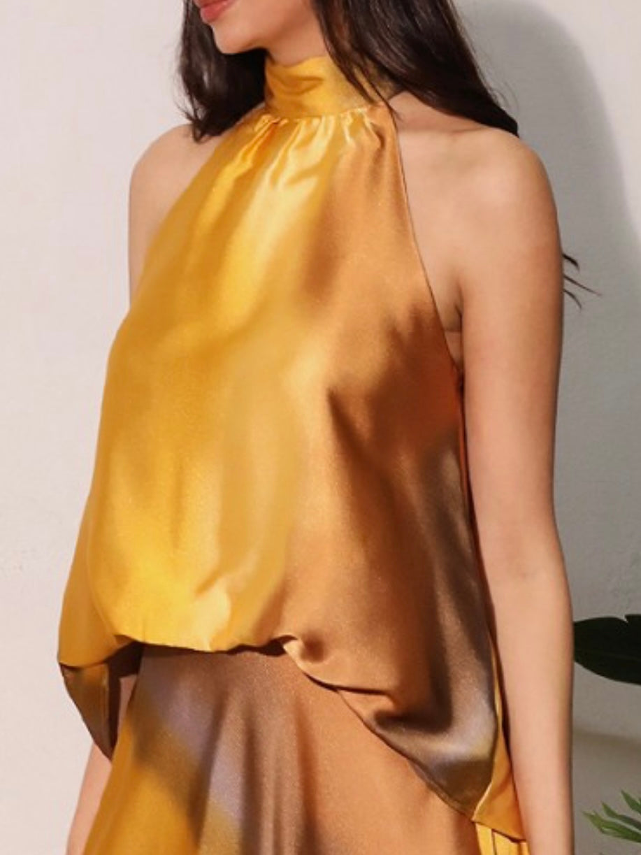 Dressy Halter Ombre Satin Top