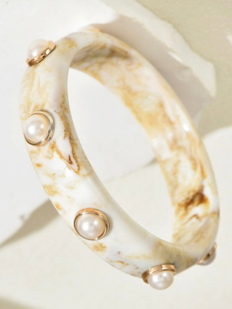 Boho Resin Pearl Shell Bangle Set