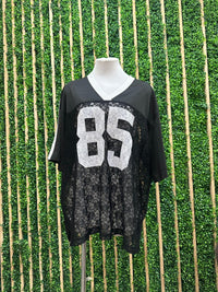 Black Sporty 85 Jersey Lace Tee