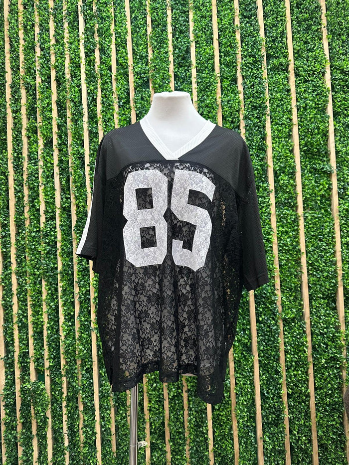Black Sporty 85 Jersey Lace Tee