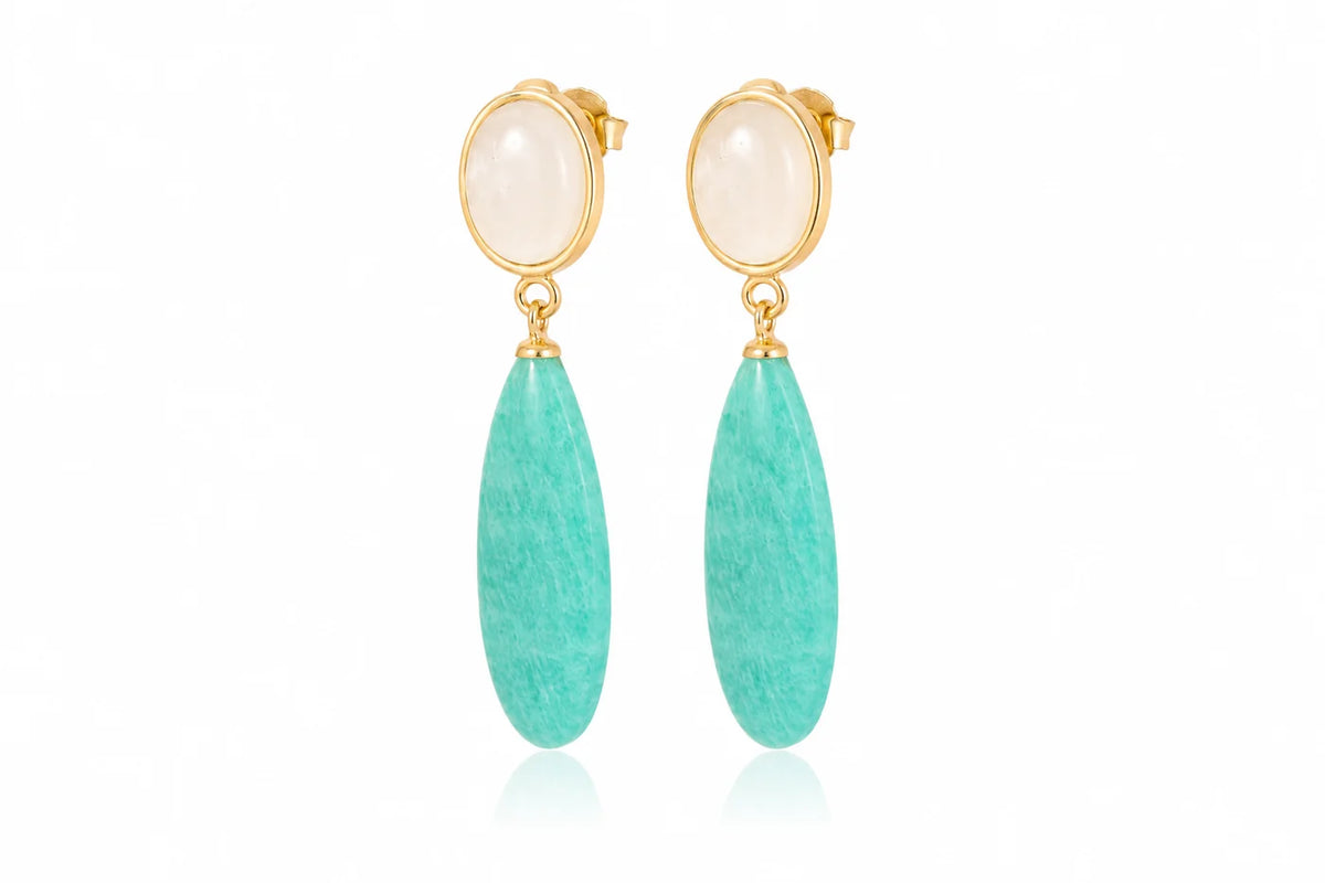 SJ Turquoise & Ivory Gold Drop Earrings