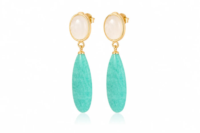 SJ Turquoise & Ivory Gold Drop Earrings