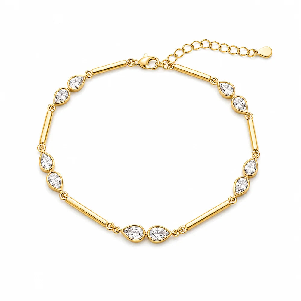 SJ Delphine Gold Teardrop Crystal Link Bracelet