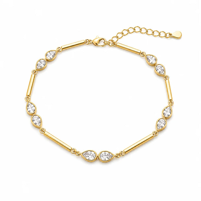 SJ Delphine Gold Teardrop Crystal Link Bracelet