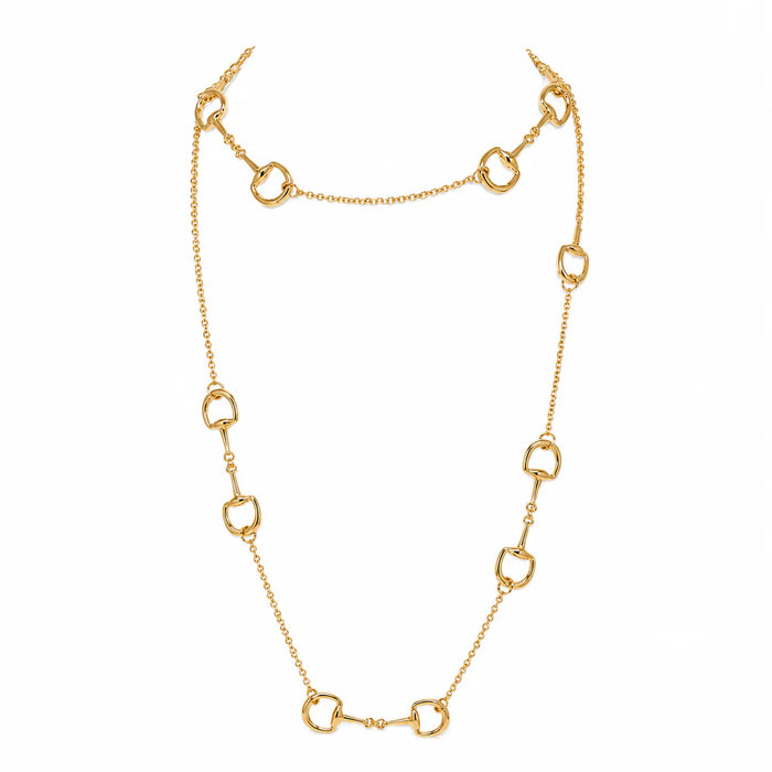 Gold Horsebit Long Chain Necklace / Belt