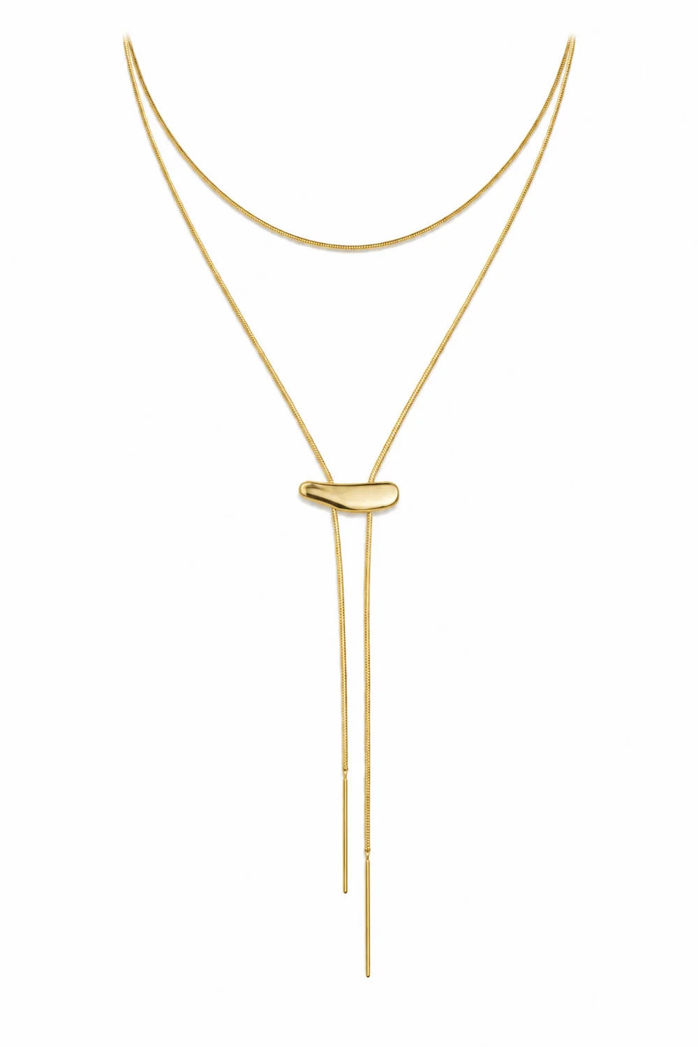 SJ Gold Layered Lariat Y Necklace
