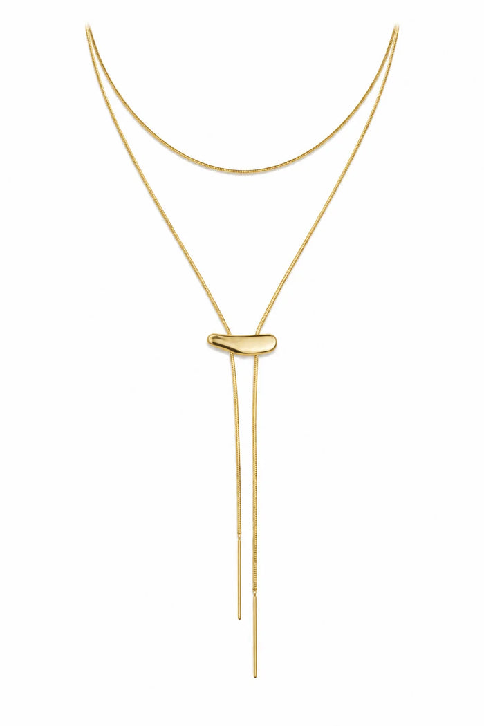 SJ Gold Layered Lariat Y Necklace