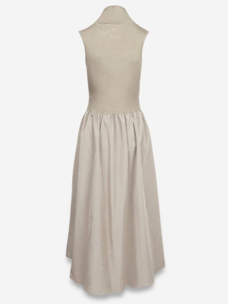 Sleeveless Mock Neck Midi Dress