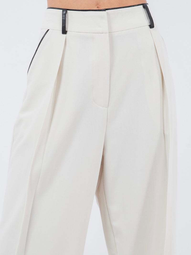 Ecru Black Piping Trousers