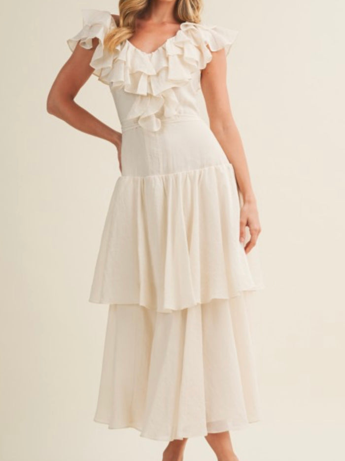 Vanilla Amour Ruffled Maxi Dress