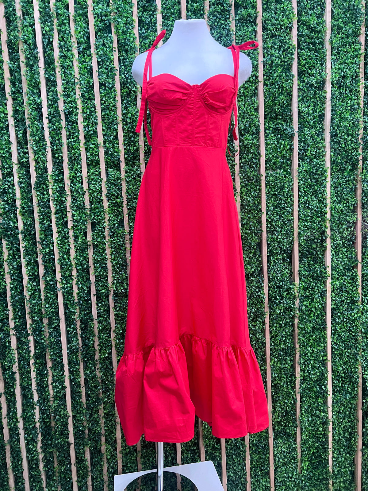 Beautiful Red Bustier Tiered Maxi Dresss